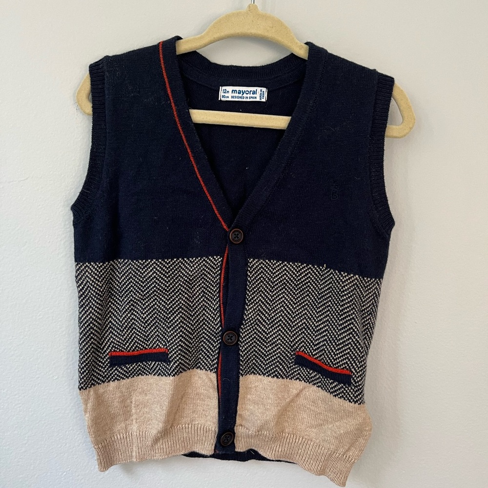 Baby Navy & Herringbone Vest